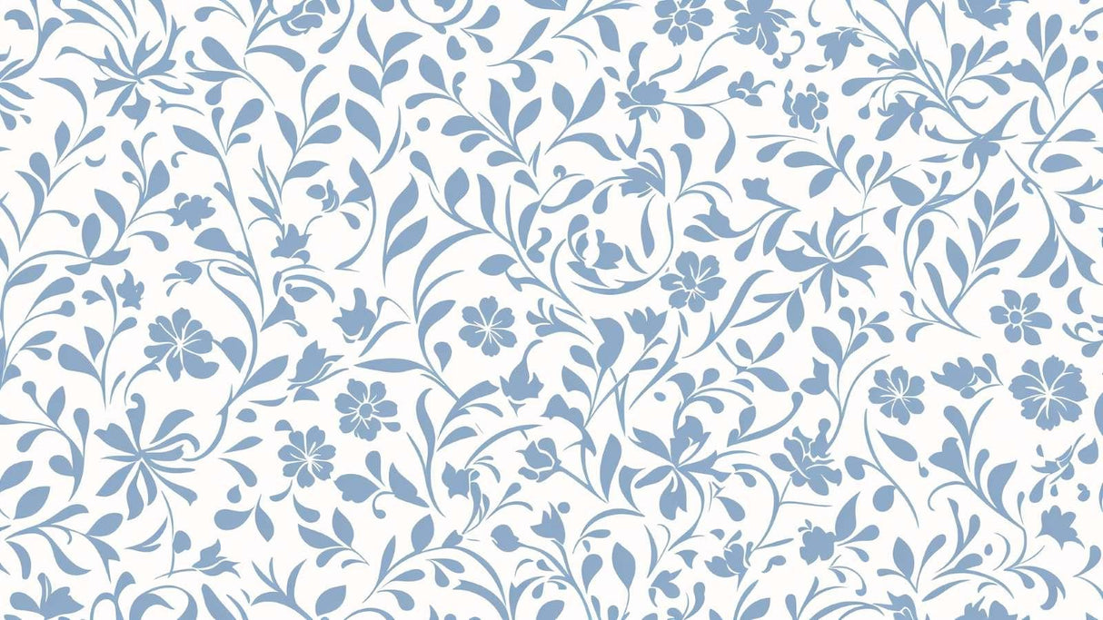 Blue and white floral pattern wallpaper design file showing intricate botanical details