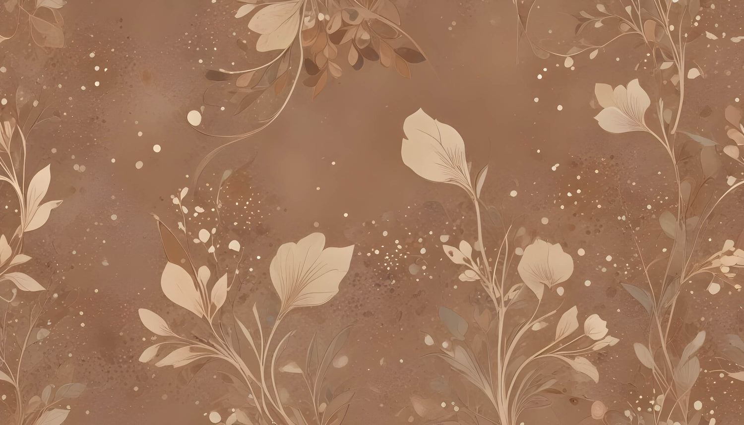 Brown botanical wallpaper design file showing delicate floral pattern and sparkle details