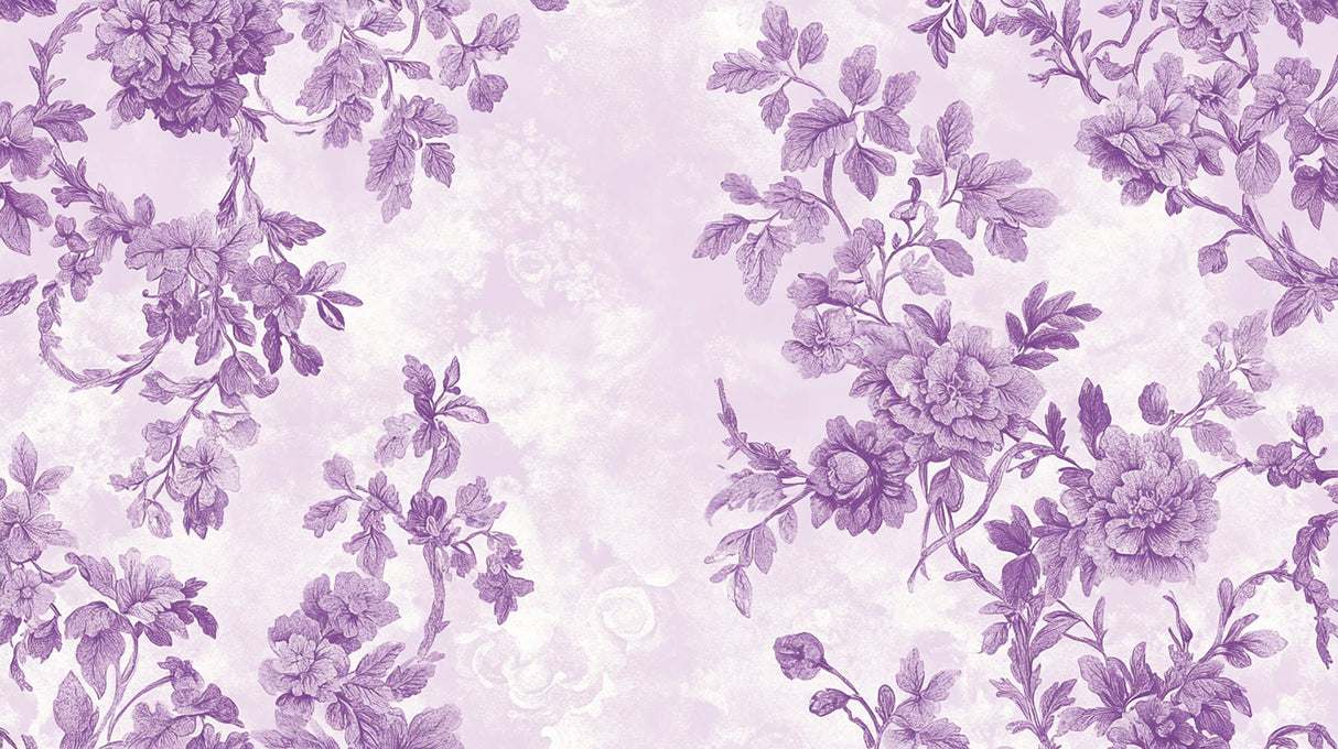Purple botanical wallpaper design file showing intricate floral pattern detail