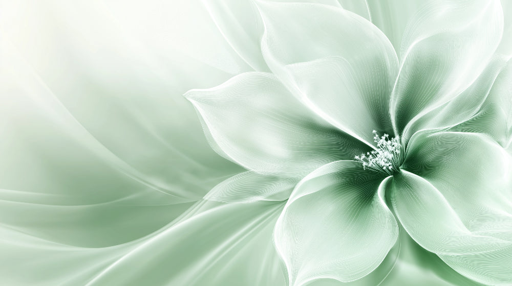 Large mint green bloom design file showing intricate petal details and soft color transitions