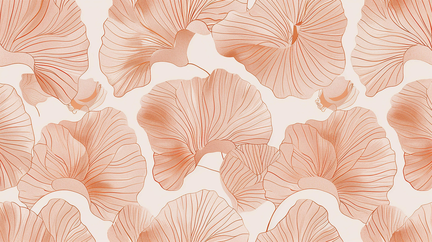 Large scale terracotta petal wallpaper design file showing detailed pattern and texture