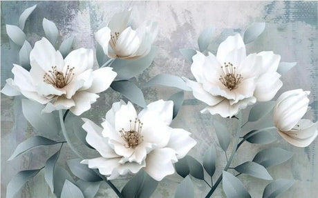 White blooms on grey design file showing detailed flower pattern and rich textures