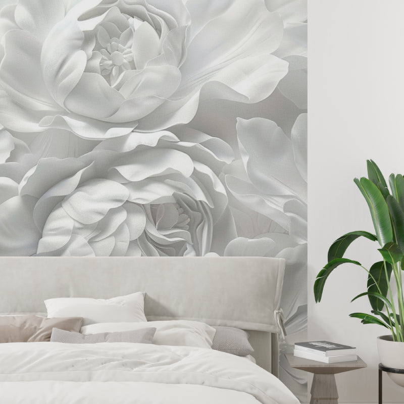 Rose wall mural creates focal point in modern office space