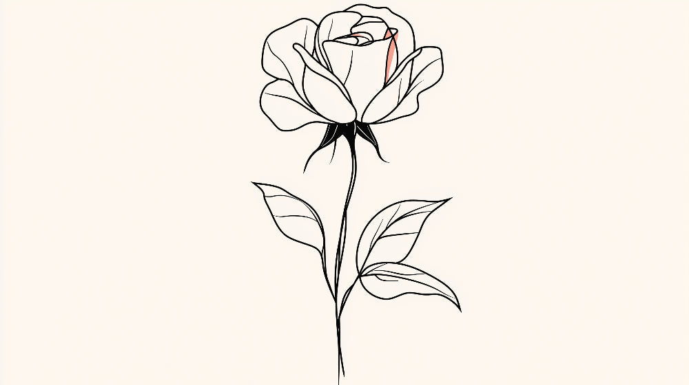 Minimalist Rose Line Art Wallpaper design file showing elegant black and pink botanical pattern