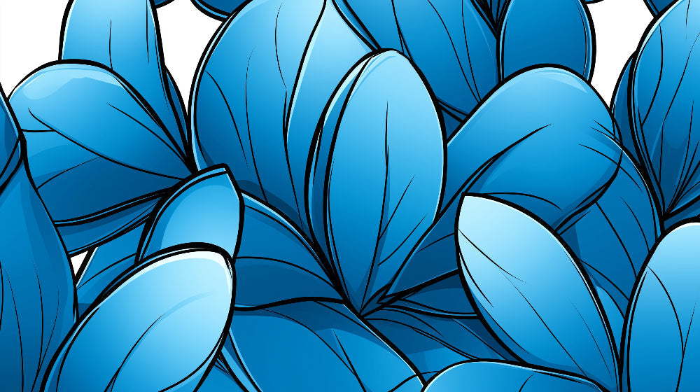 Blue leaf pattern wallpaper design file showing detailed botanical illustration and rich azure tones
