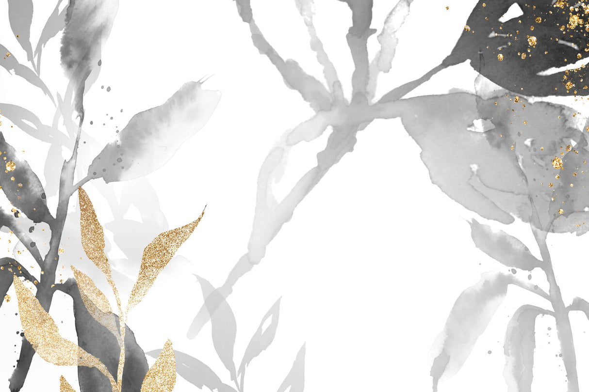 Grey and gold watercolor floral wallpaper design file showing intricate pattern details