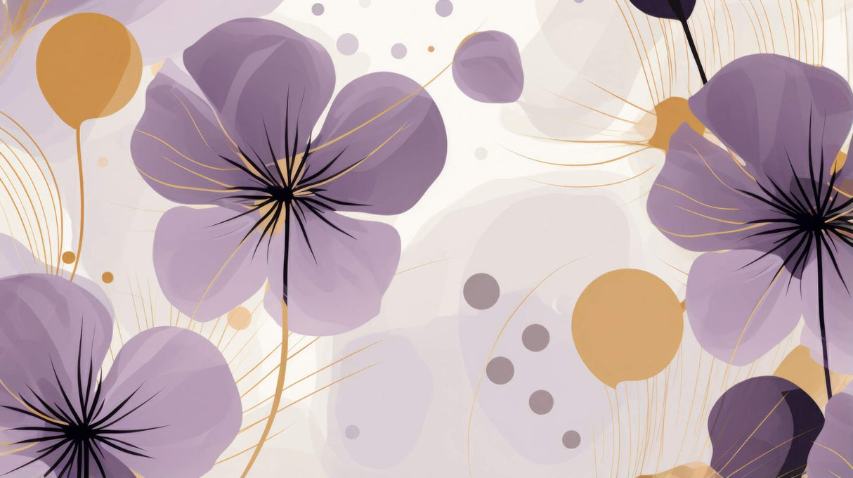 Modern purple and gold floral wallpaper design file showing full pattern detail