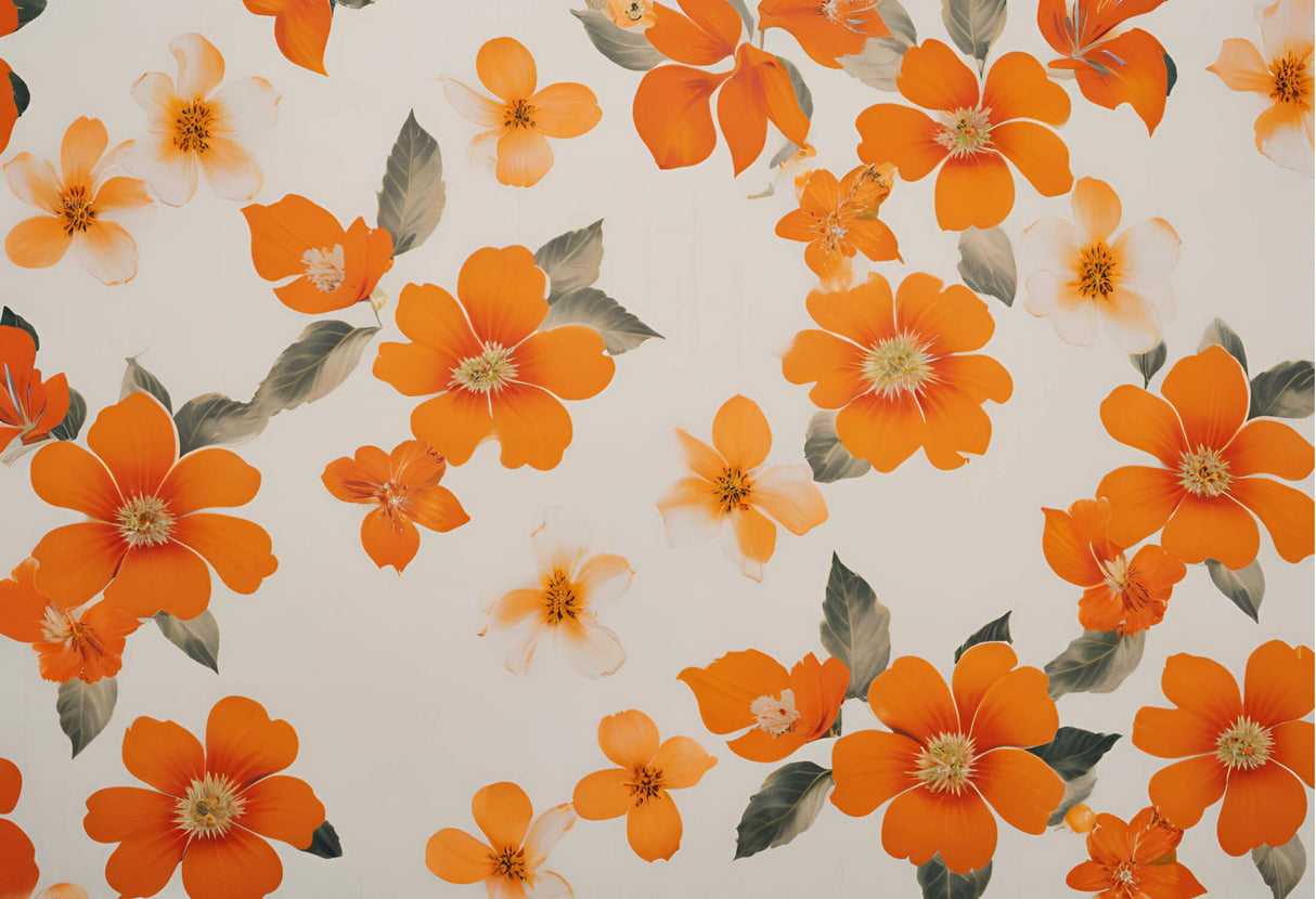 Orange Blossom Wallpaper design file showing detailed flower pattern on white background