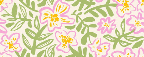 Design file showing detailed pink and green floral pattern with botanical elements