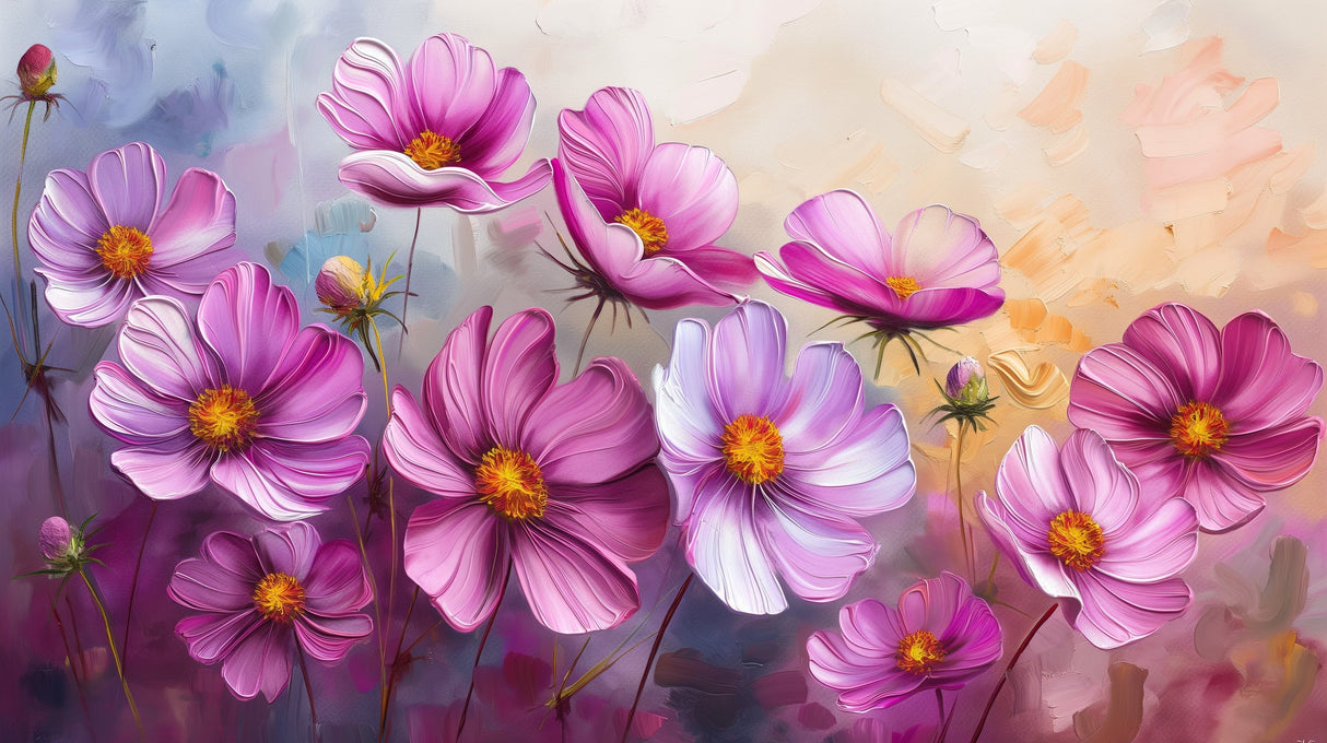 Pink Cosmos Flowers design file showing intricate flower pattern and subtle background texture