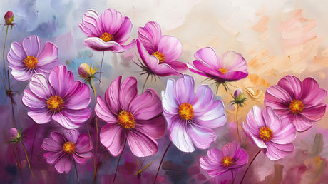 Pink Cosmos Flowers design file showing intricate flower pattern and subtle background texture