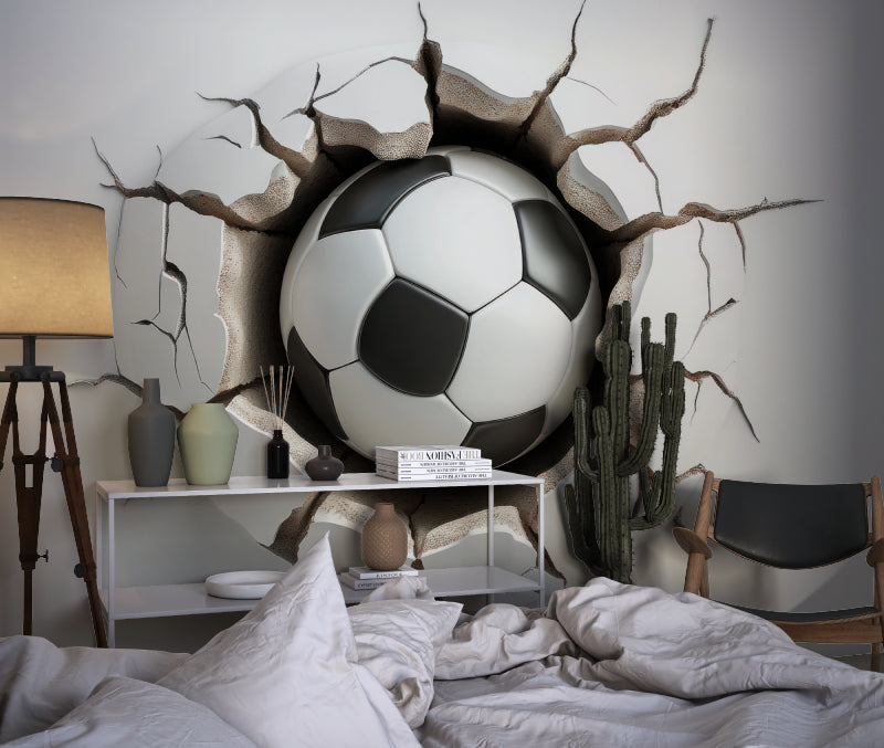 Purple rose wallpaper mural creating drama in a modern living room with grey furniture