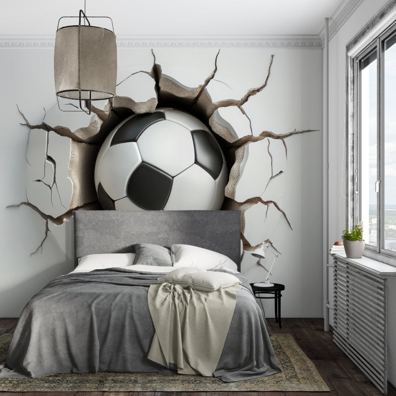 Master bedroom featuring purple rose wall mural with water droplets above bed