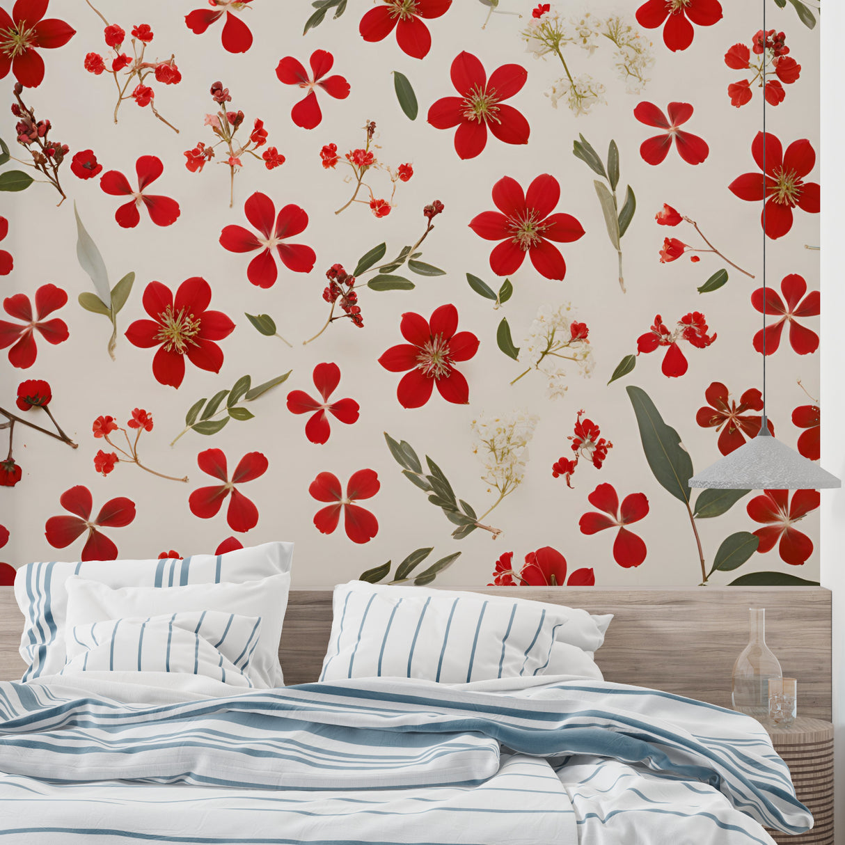 Floral wall mural showcased in home office setting