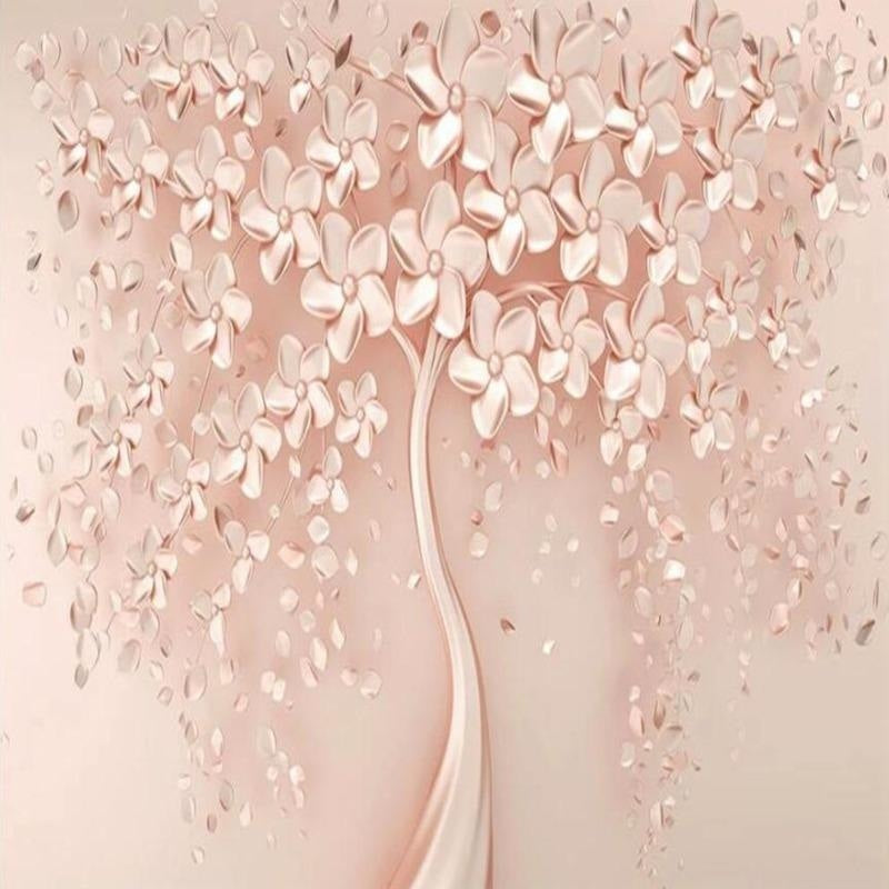 Rose gold floral tree wallpaper design file showing detailed metallic blossom pattern