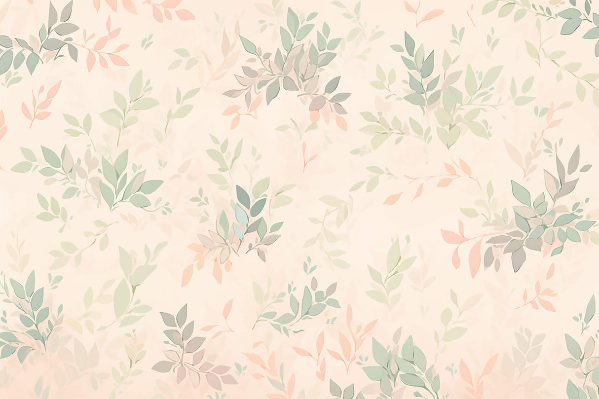 Detailed design file of soft pastel leaves pattern on warm beige background