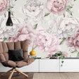 Pink Peony Wallpaper transforms a bright modern bedroom with soft floral beauty
