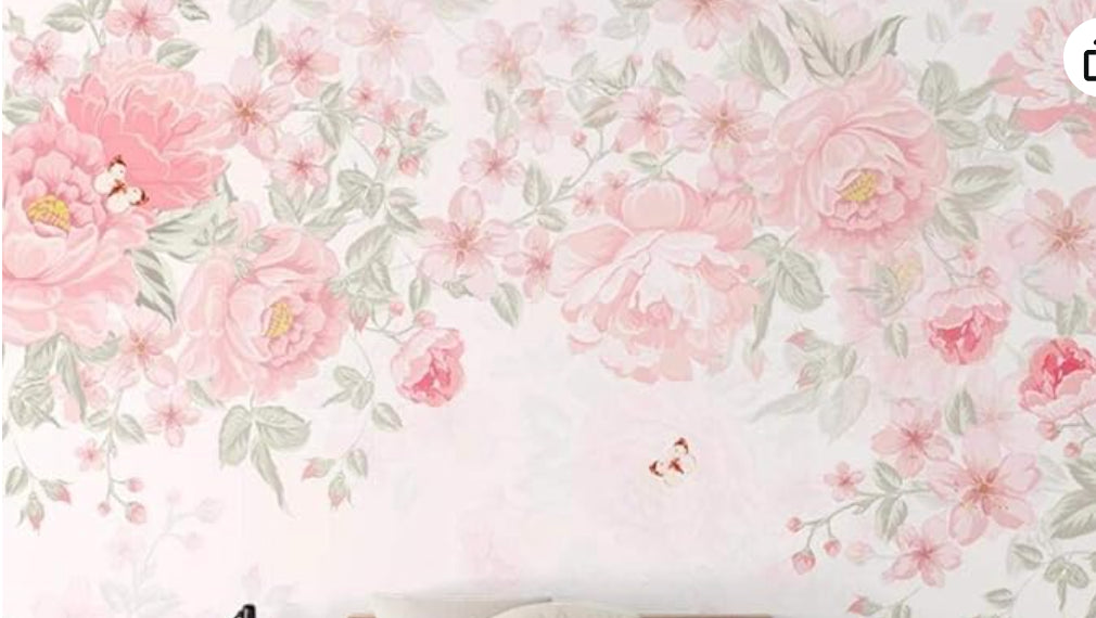 Pink roses and butterflies wallpaper design file showing detailed pattern and true colors