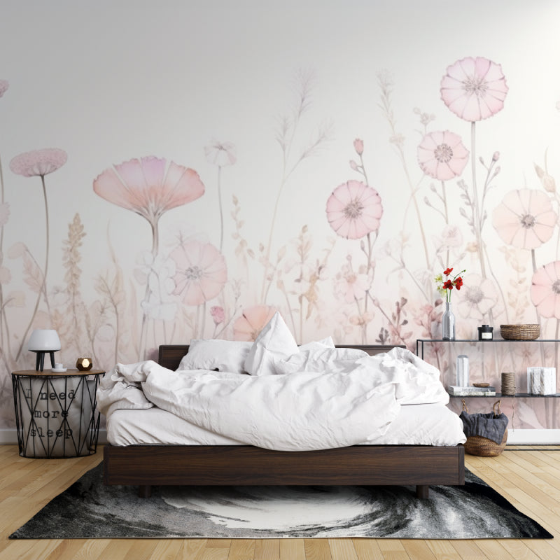Floral Mural Wallpaper showcased in home office with natural lighting