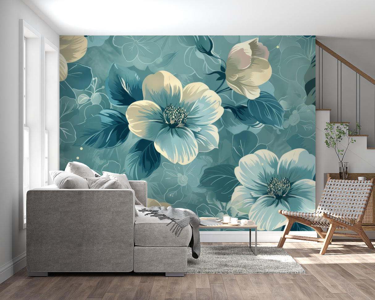 Elegant floral wallpaper adding charm to an entryway setting