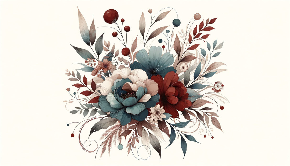 Vintage Botanical Wallpaper featuring blue peonies displayed in an elegant dining room setting