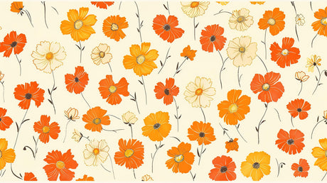 Orange and cream cosmos floral design file showing detailed pattern and color arrangement