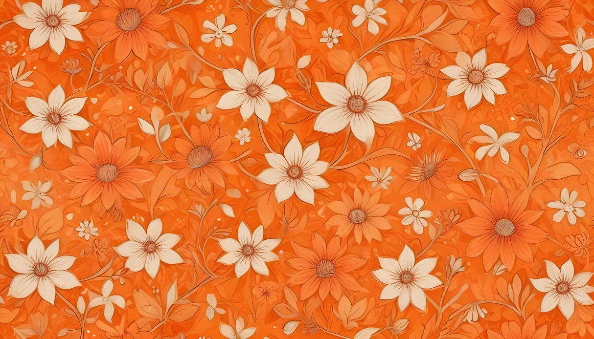 Detailed design file of Orange Daisy Pattern showing intricate flower details and warm color palette