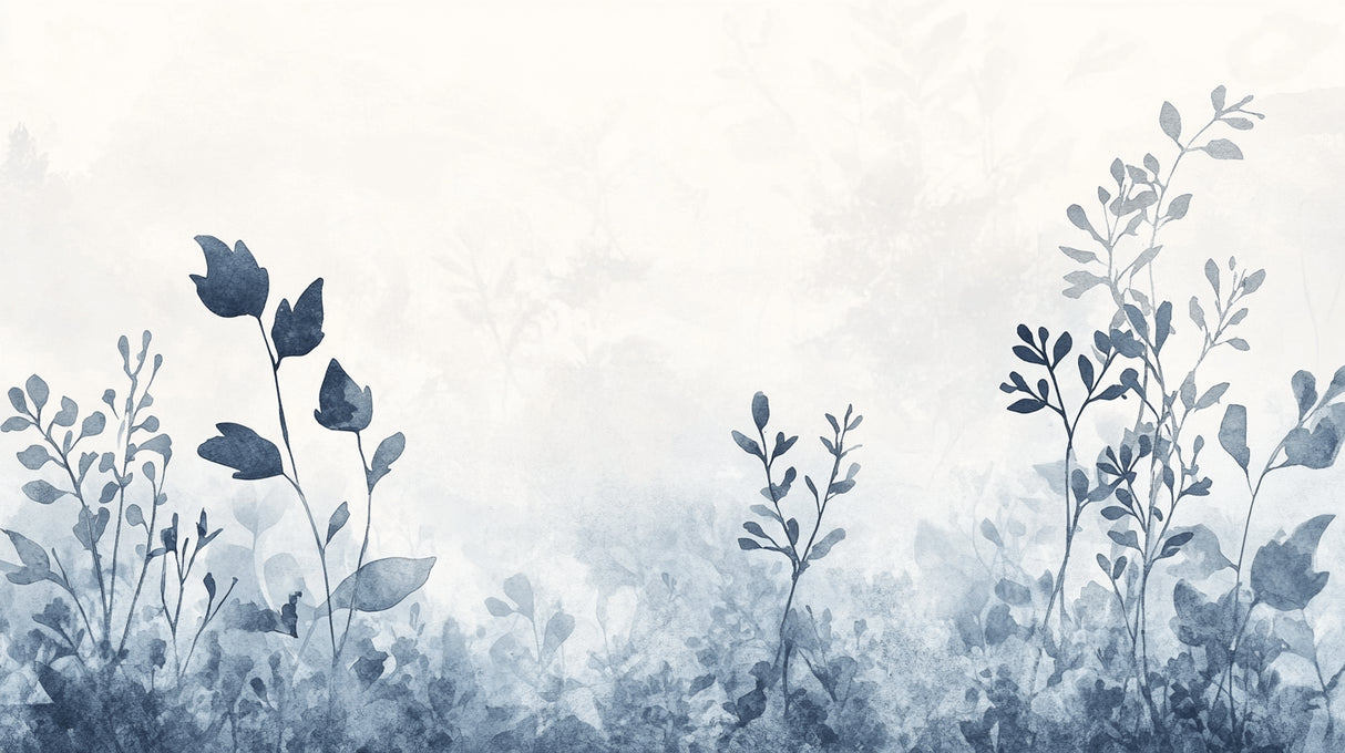 Watercolor blue leaves design file showing intricate pattern details and color gradients