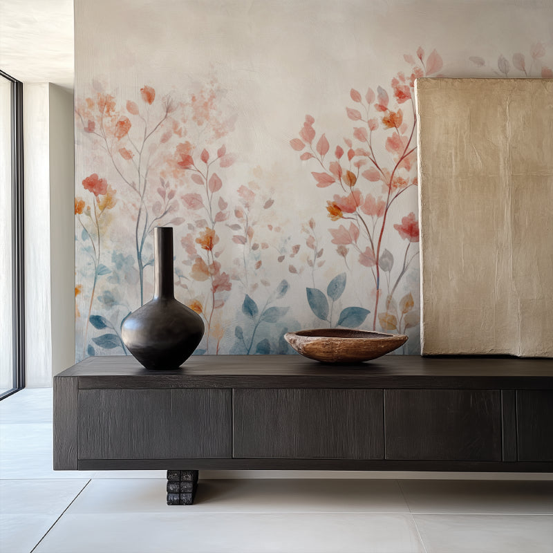 Floral Mural Wallpaper making dining room feel fresh and elegant