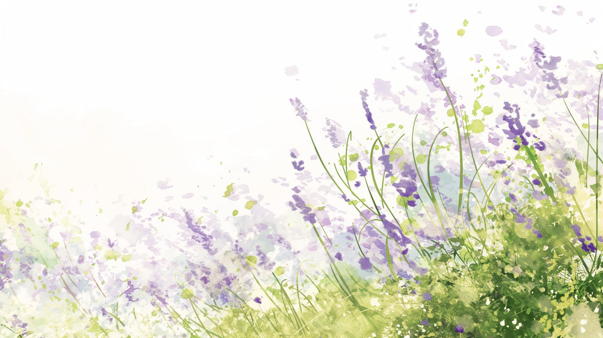 Watercolor lavender meadow design file showing delicate purple blooms and green stems pattern