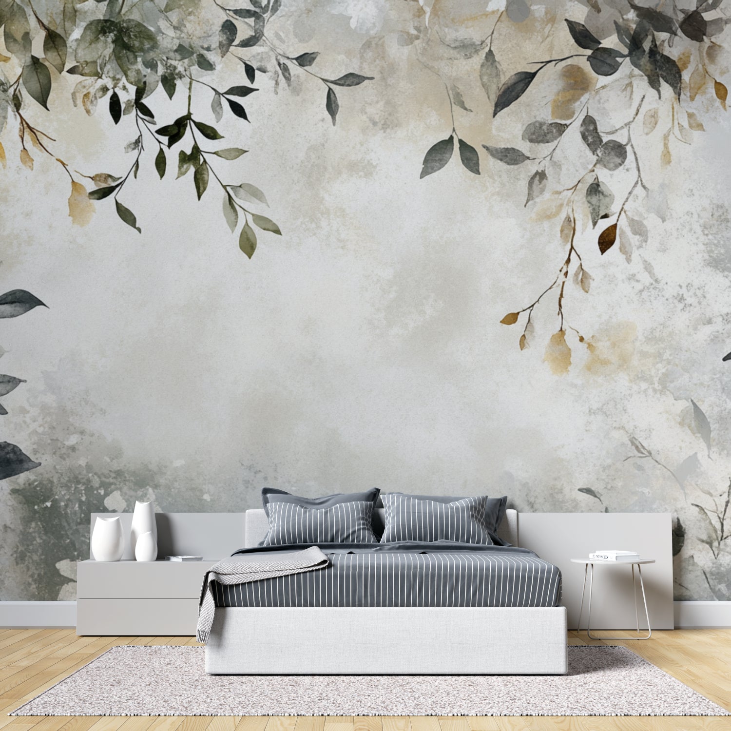 Nature-inspired wallpaper making a dining room feel fresh and open