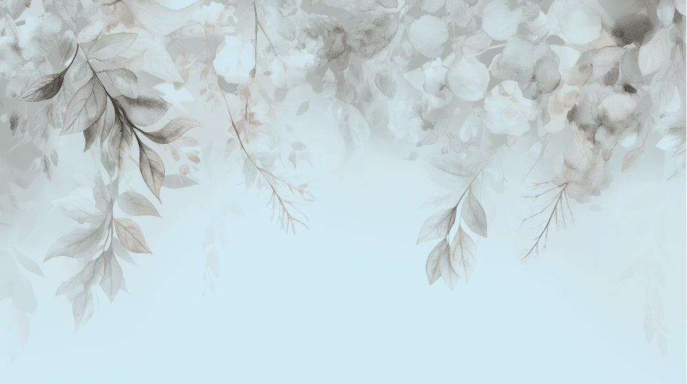 Blue and grey watercolor leaves design file showing intricate botanical pattern and subtle color transitions