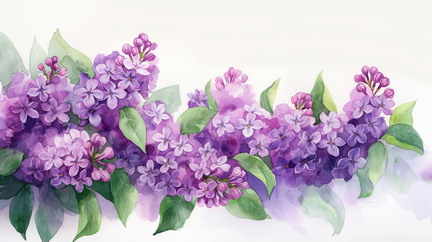 Watercolor Lilac Floral Wallpaper design file showing detailed purple blooms and green leaves pattern