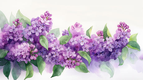 Watercolor Lilac Floral Wallpaper design file showing detailed purple blooms and green leaves pattern