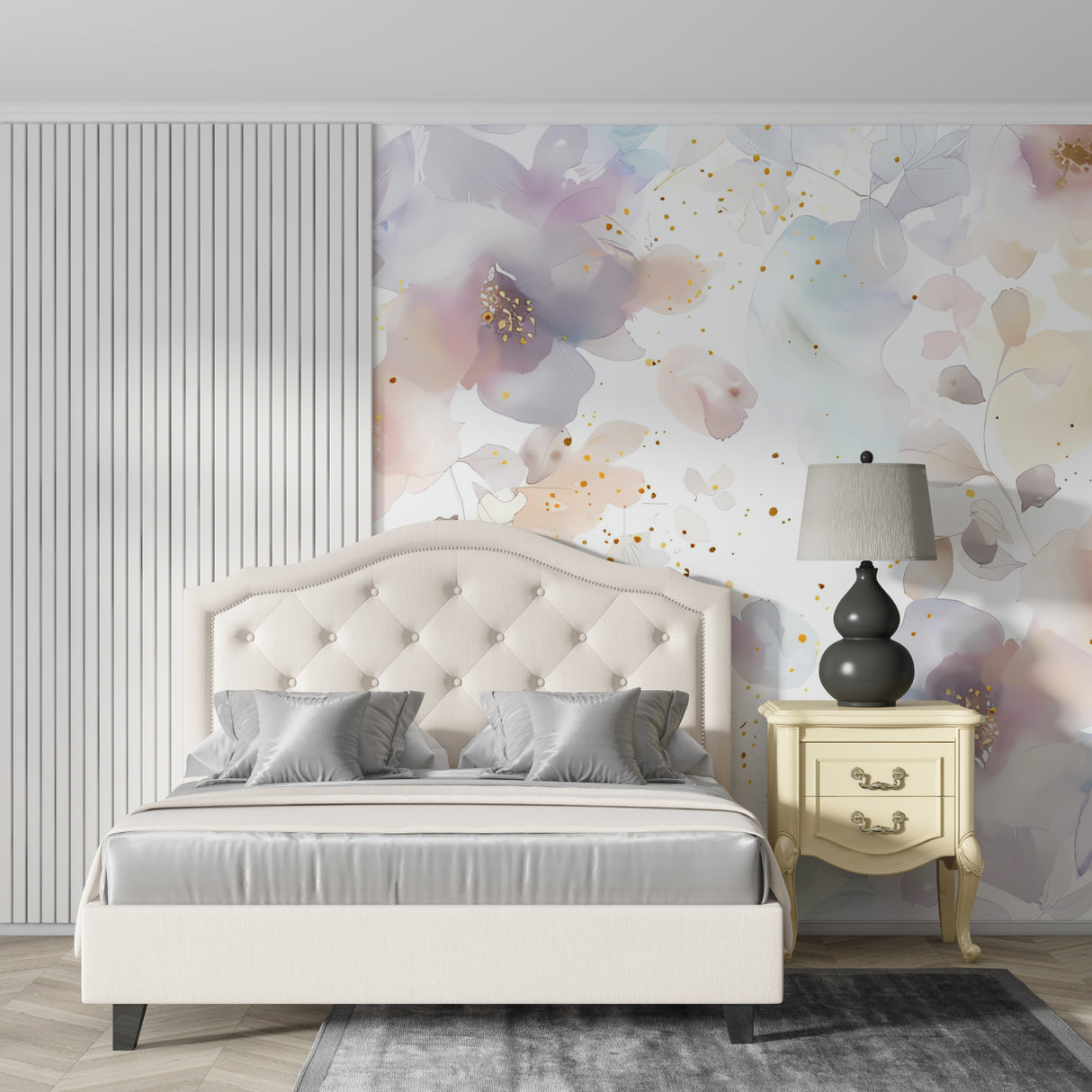 Pastel floral wall design making a nursery feel peaceful and welcoming