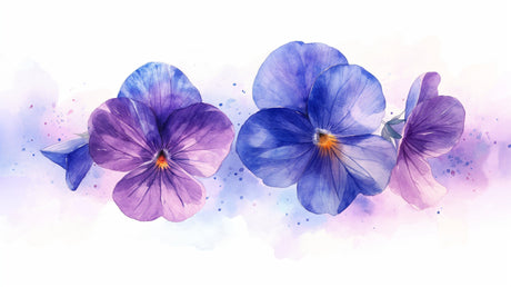 Watercolor violet and pansy design file showing detailed floral pattern with soft purple and blue blooms