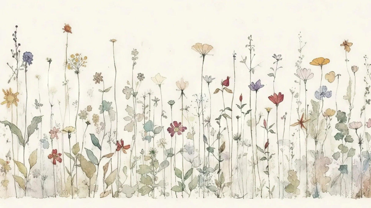 Watercolor wildflower garden design file showing delicate botanical pattern and soft color palette