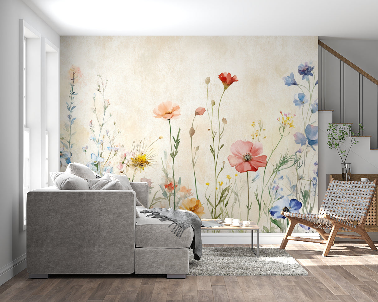 Wildflower Wallpaper adding charm to dining room with gentle botanical design
