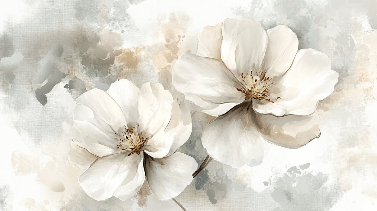 White watercolor floral wallpaper design file showing delicate petal details and pattern layout