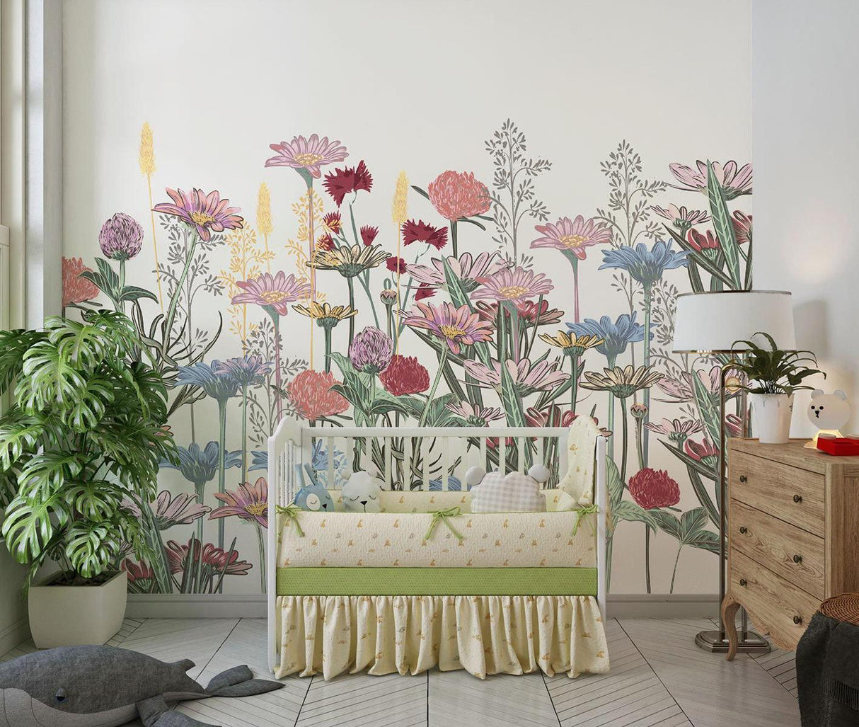 Floral wallpaper design making a nursery feel warm and welcoming
