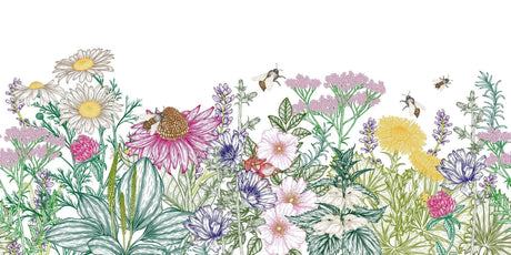 Wildflower Garden Wallpaper design file showing detailed flowers and bees pattern
