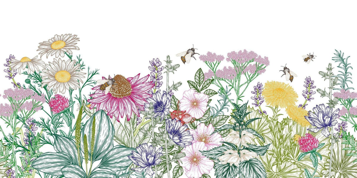 Wildflower Garden Wallpaper design file showing detailed flowers and bees pattern