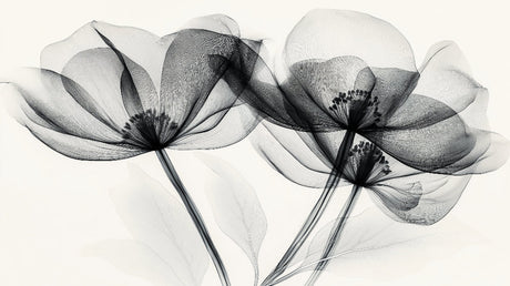 X-ray flower design file showing intricate petal details in black and white