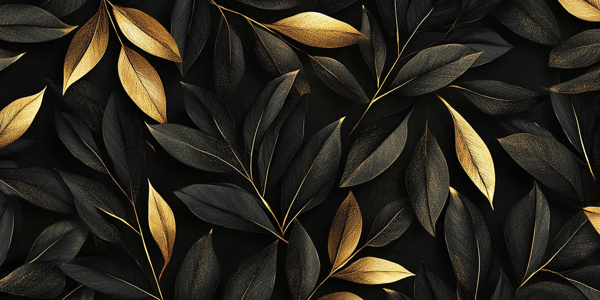 Black and gold leaf pattern design file showing intricate foliage details
