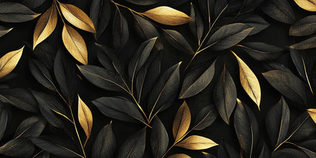 Black and gold leaf pattern design file showing intricate foliage details