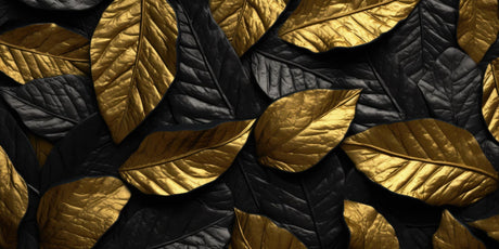 Design file showing intricate black and gold leaf pattern detail