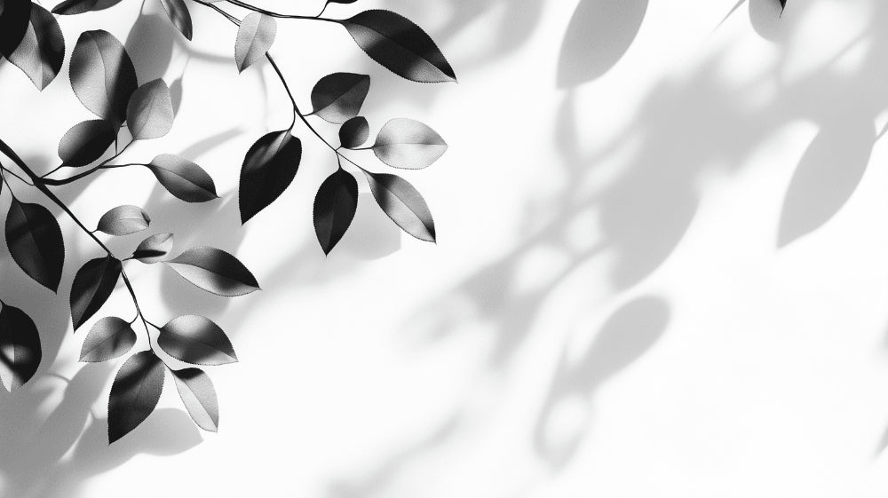 Black and white botanical shadow design file showing intricate leaf pattern and crisp contrasts