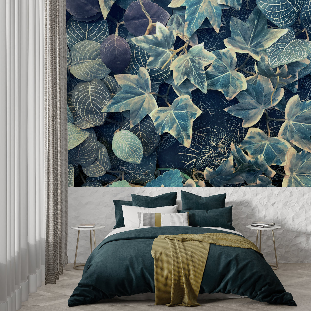 Botanical wallpaper bringing outdoor feeling to reading nook