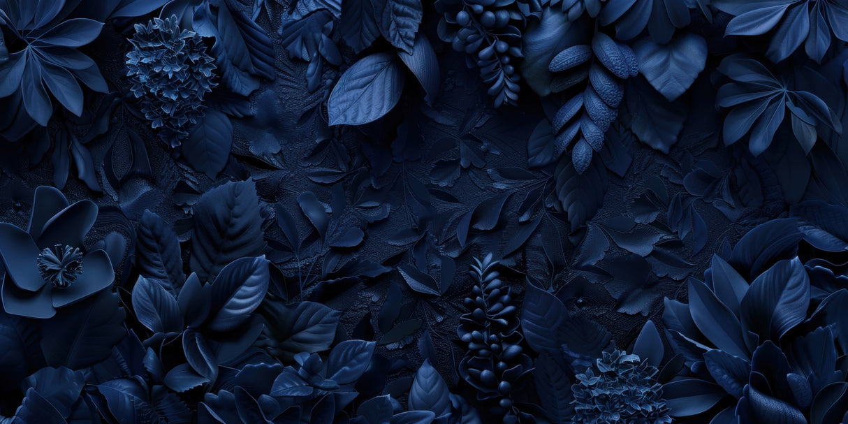 Deep blue textured leaves design file showing intricate leaf pattern detail