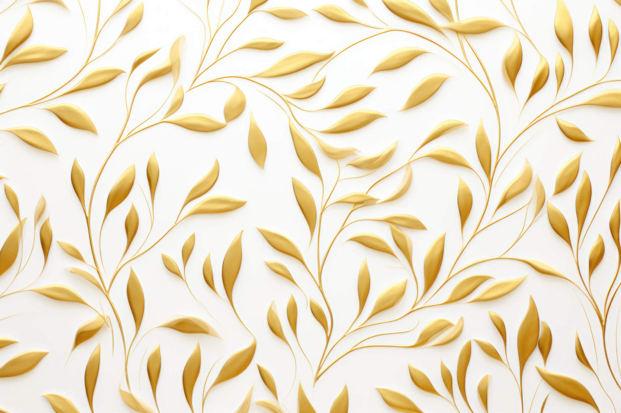Design file of gold leaves pattern on white background showing intricate foliage details